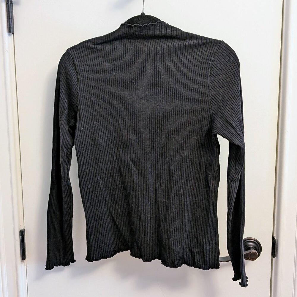 Vetta Black The Ribbed Mockneck Top in S - Picture 4 of 6